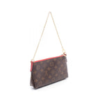 Louis Vuitton Handbag Pallas Clutch Cerise Canvas Leather Brown Red — view 2