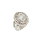 Hermes Vintage Gaucho Silver 925 White Topaz 17 Ring 0267