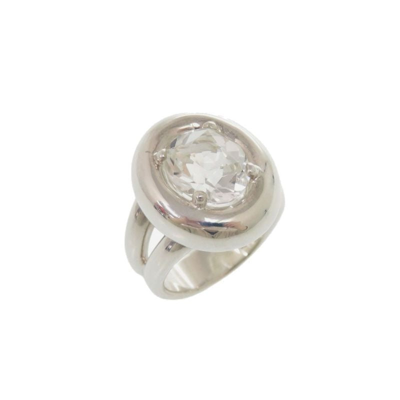 Hermes Vintage Gaucho Silver 925 White Topaz 17 Ring 0267 — view 2