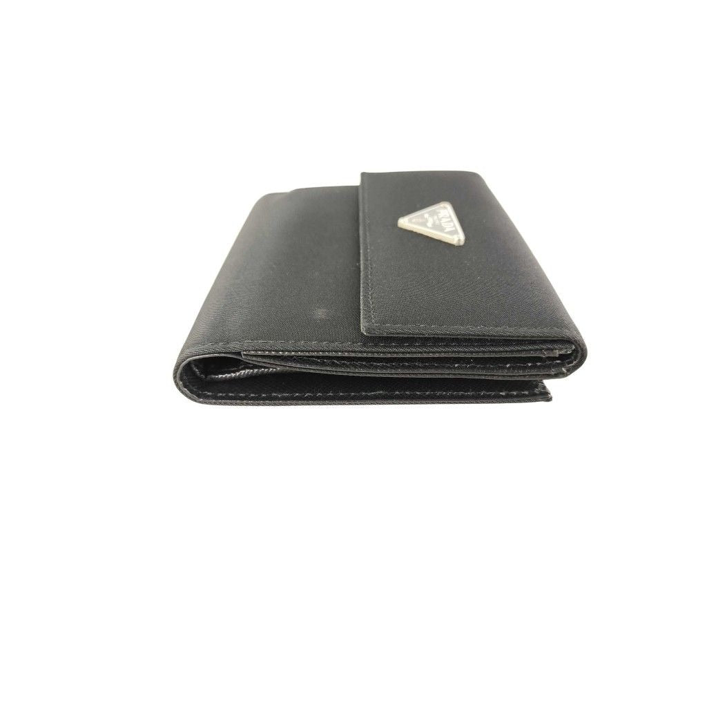 Prada Wallet Triangle Logo Black Nylon Hook Bifold — view 3