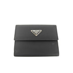 Prada Wallet Triangle Logo Black Nylon Hook Bifold
