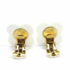Chanel Coco Flower Motif Clover 02 P Plated Gold White Black Jewelry