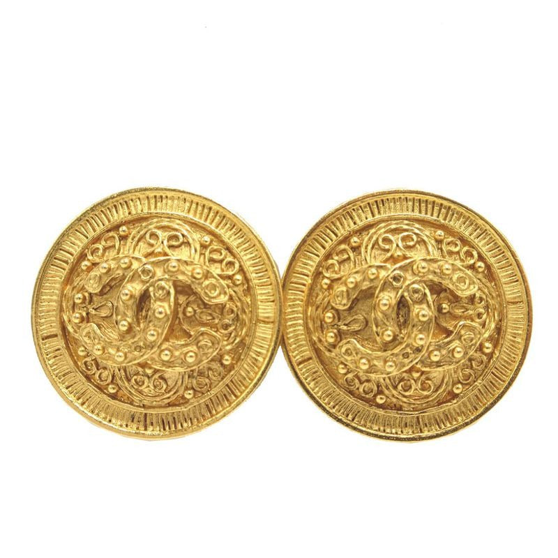 Chanel Coco Mark Lava 94 a Metal Gold Earrings 0168