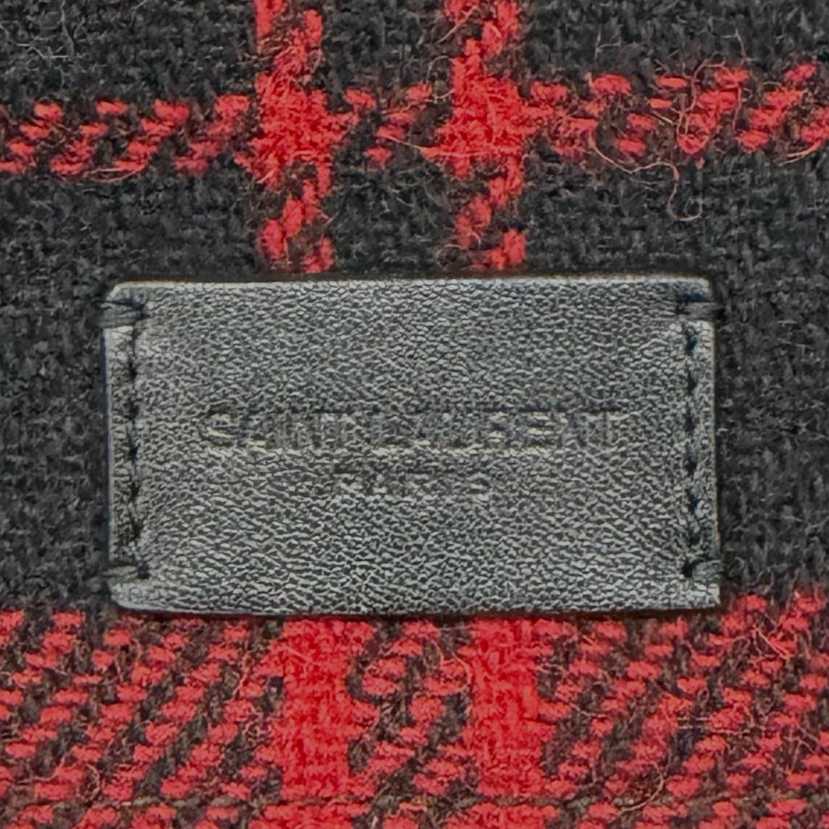 Saint Laurent Paris Wool Leather with Logo Patch Check Pattern 2-Way — view 9