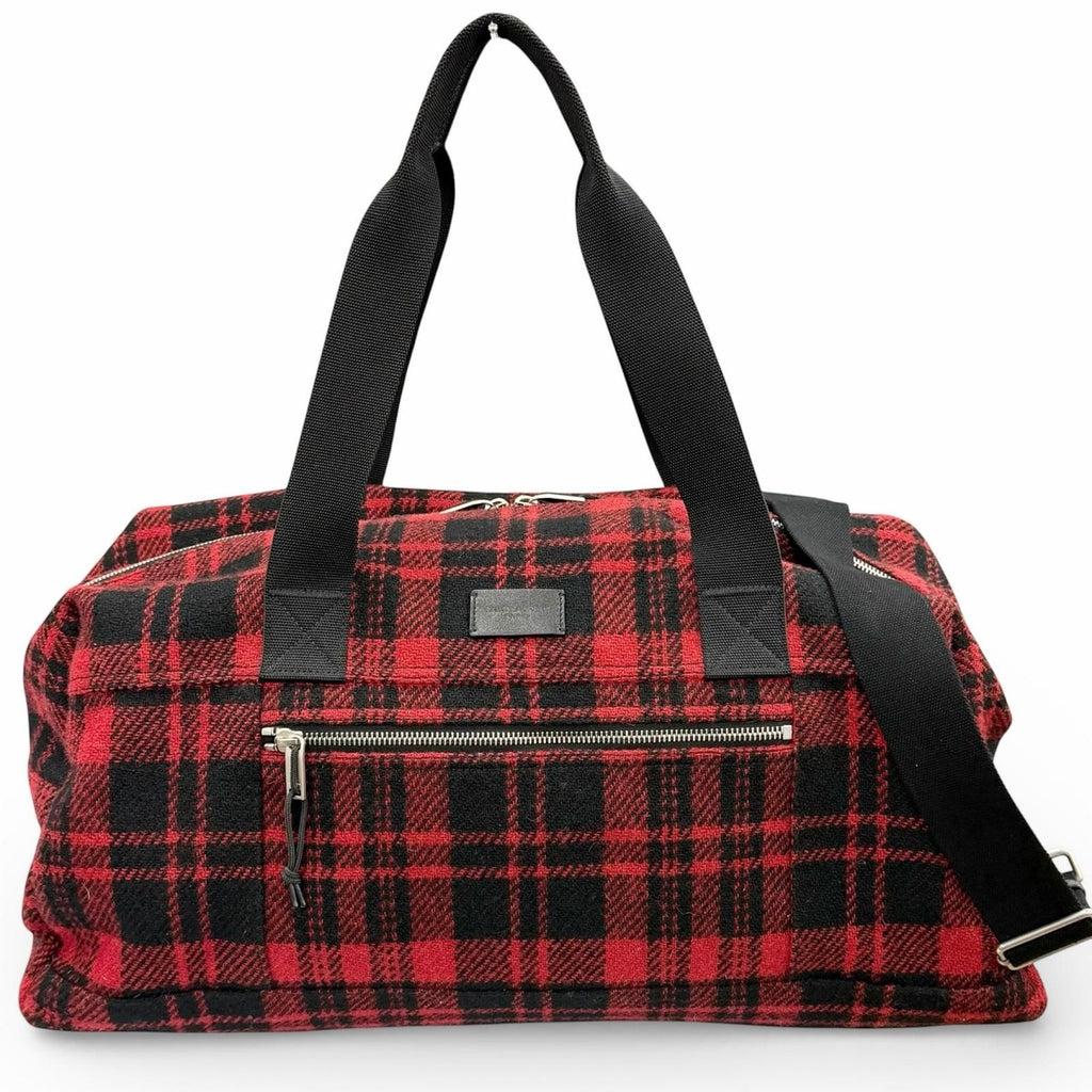 Saint Laurent Paris Wool Leather with Logo Patch Check Pattern 2-Way