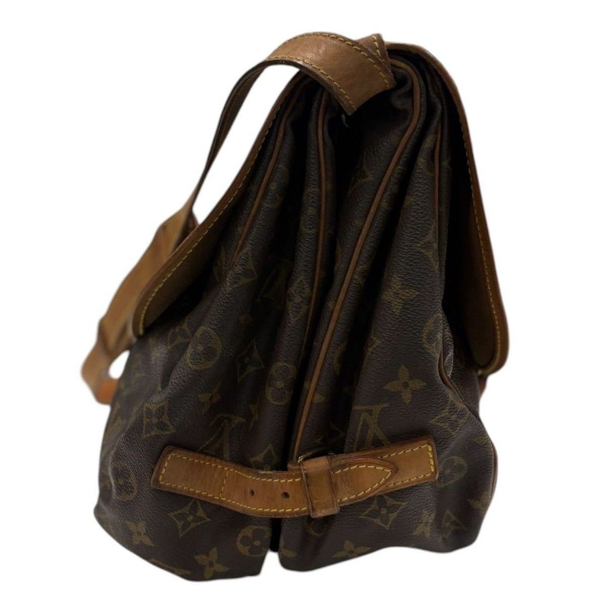 Louis Vuitton Monogram Saumur Brown Gold Leather — view 3