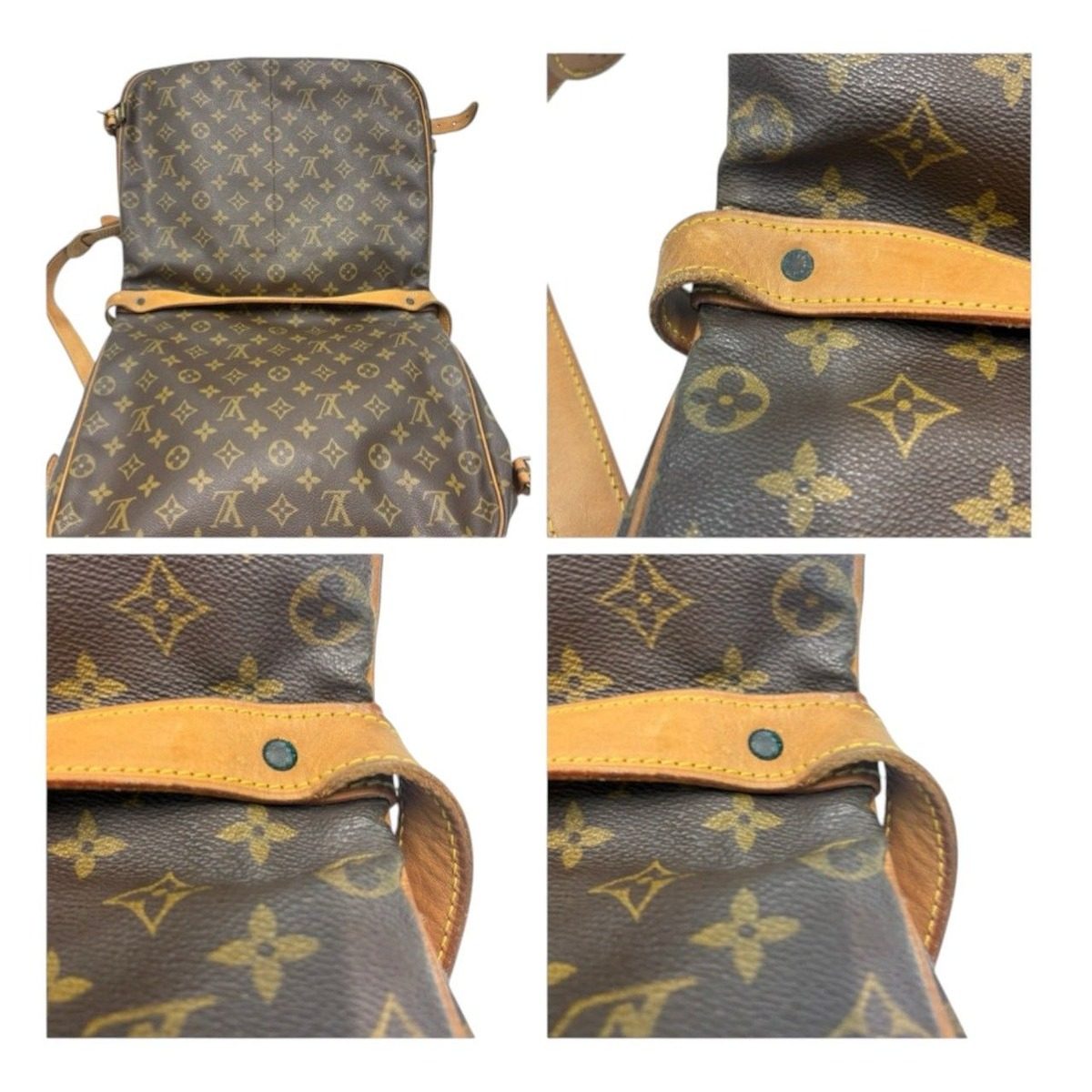 Louis Vuitton Monogram Saumur Brown Gold Leather — view 7