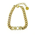Christian Dior GP Rhinestone Evolution Logo Bracelet Gold