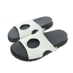 Hermes Edit Slide Sandals Flat Logo Leather 36 White Black