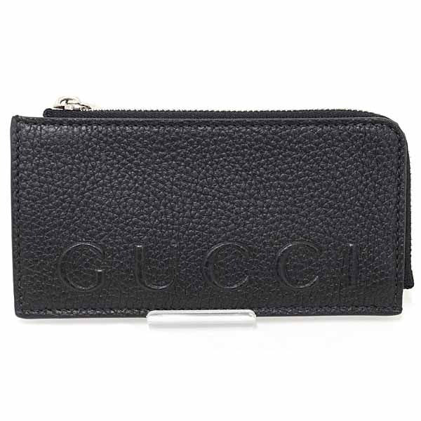 Gucci Logo Zip Card Case Coin Fragment Black Grain Leather — view 2