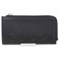 Gucci Logo Zip Card Case Coin Fragment Black Grain Leather