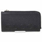 Gucci Logo Zip Card Case Coin Fragment Black Grain Leather