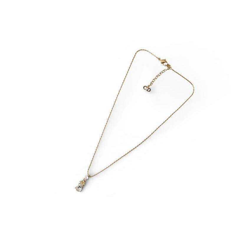 Dior Christian Necklace Vintage Teardrop Rhinestone Gold — view 7