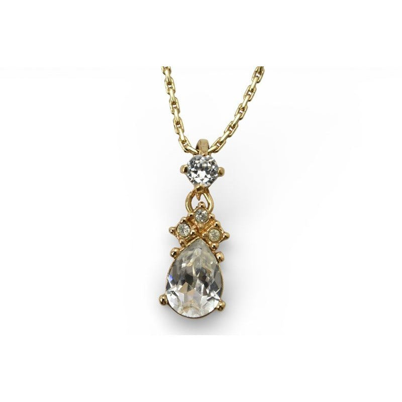 Dior Christian Necklace Vintage Teardrop Rhinestone Gold