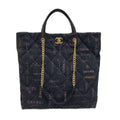 Chanel Quilted Maxi Shopping Bag As3128 Black Denim 2-Way Tote