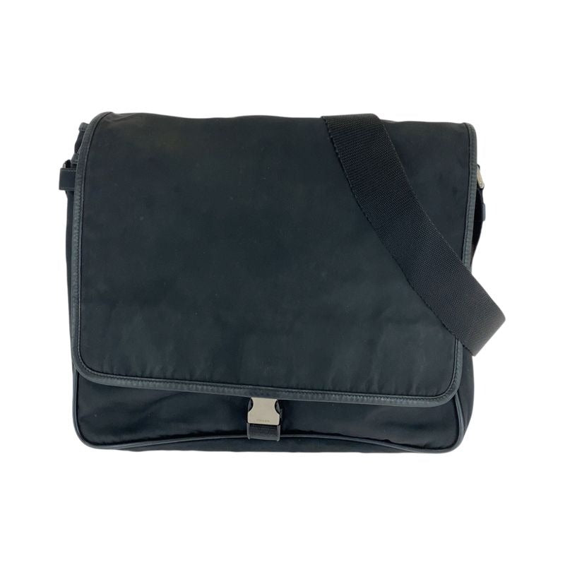 Prada Tessuto Triangle Logo Plate Black Silver Hardware V166 Shoulder Bag — view 2