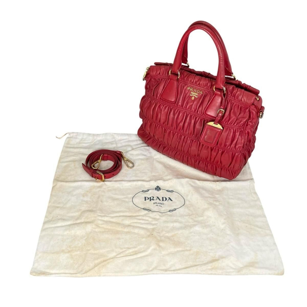Prada Shoulder Bag Nappa Goful Tote Red