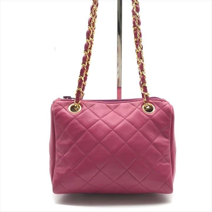 Chanel CC Logo Quilted Mini Chain Shoulder Bag Pink