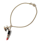 Chanel Bangle Bracelet Lipstick Rhinestone Red Multi — view 2