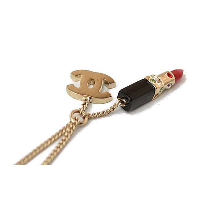 Chanel Bangle Bracelet Lipstick Rhinestone Red Multi