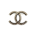 Chanel Brooch Abc335 A24 C Square Rhinestone Gold Black
