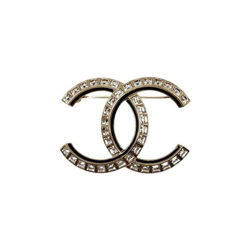 Chanel Brooch Abc335 A24 C Square Rhinestone Gold Black — view 2