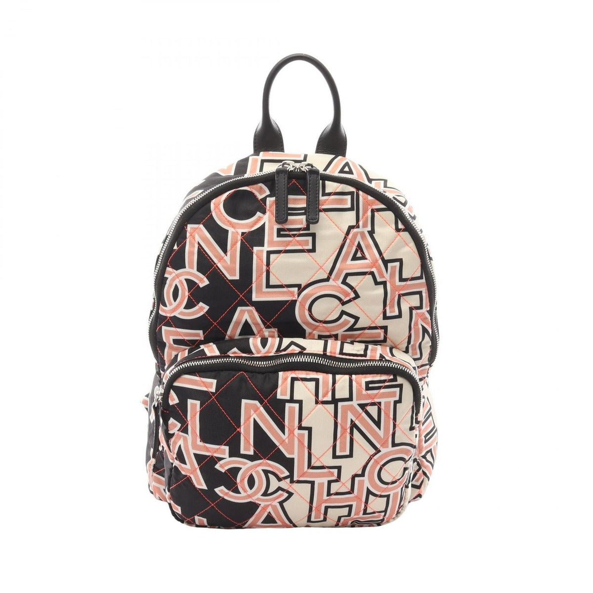 Chanel Rucksack Backpack Quilted Neon Off White Black Canvas Logo