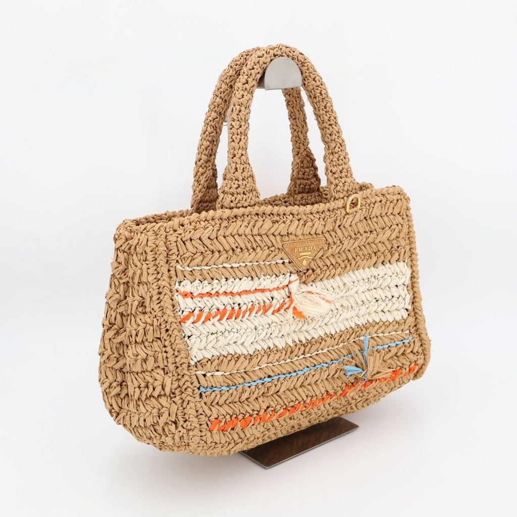 Prada Copy Raffia Basket Tote