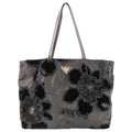 Prada Velvet Flower Nylon Tote Black