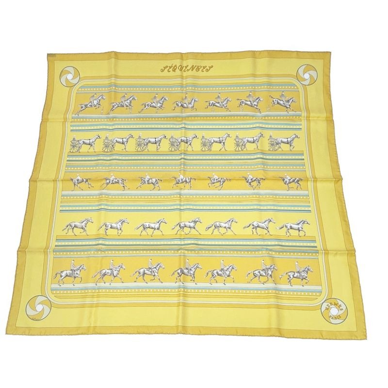 Hermes Silk Carre 90 Sequences Scarf Yellow