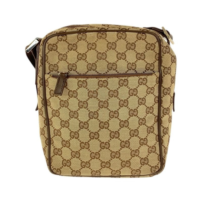 Gucci Beige Brown Silver Hardware GG Canvas Leather 018 1612 Shoulder Bag