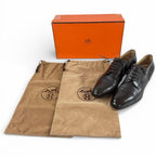 Hermes Vintage Lace Up Leather Shoes Dark Brown 36.5 — view 2