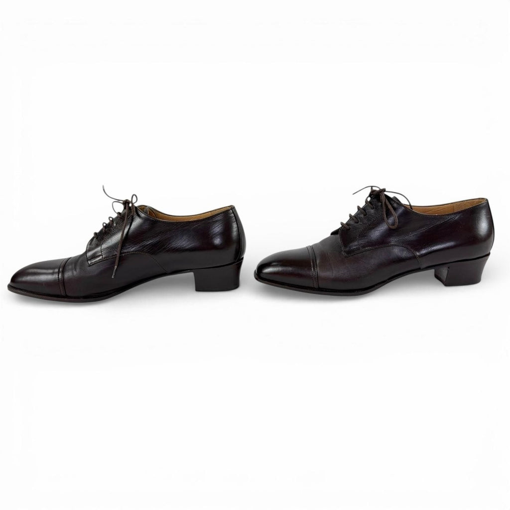 Hermes Vintage Lace Up Leather Shoes Dark Brown 36.5 — view 3