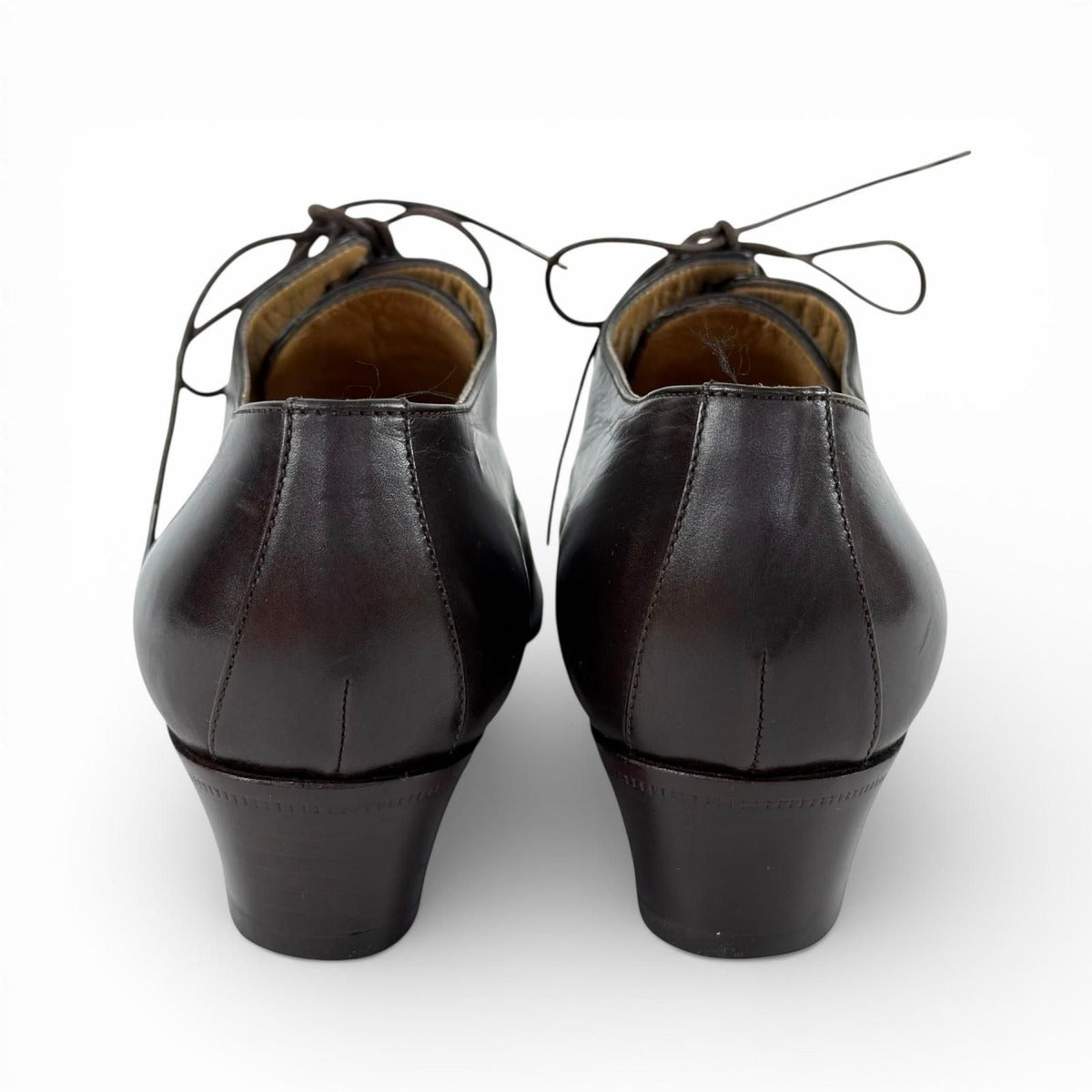 Hermes Vintage Lace Up Leather Shoes Dark Brown 36.5 — view 5