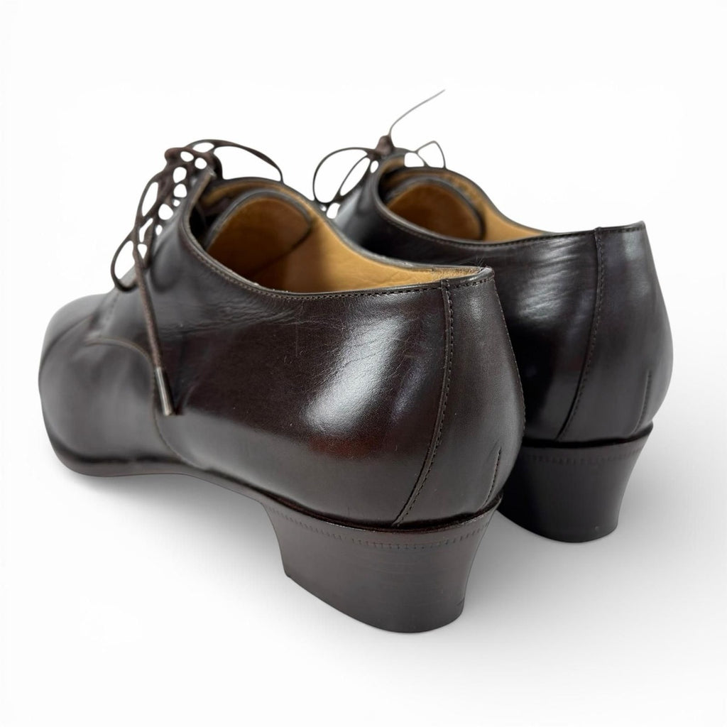 Hermes Vintage Lace Up Leather Shoes Dark Brown 36.5 — view 6