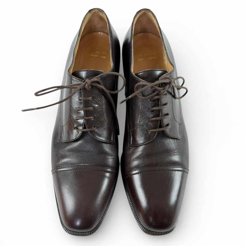 Hermes Vintage Lace Up Leather Shoes Dark Brown 36.5 — view 7