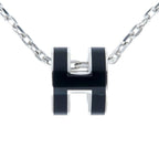 Hermes Necklace Pop Ash Mini Pendant H Black Silver-color Accessories — view 2