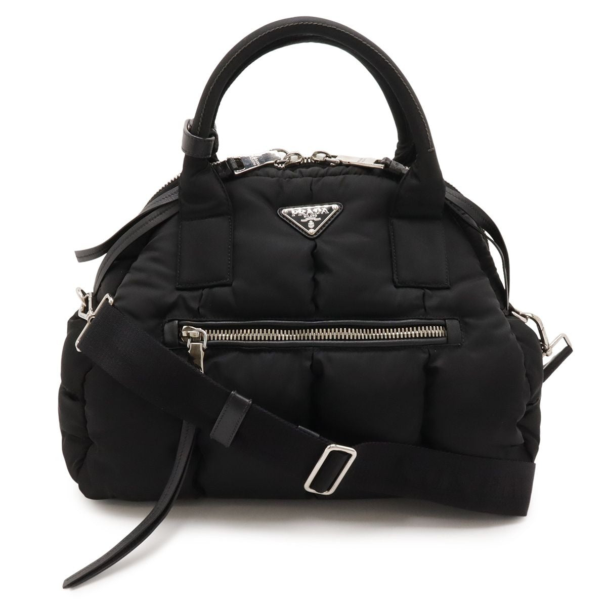 Prada Tessuto Bomba Tote 2-Way Shoulder Bag Nylon Leather Nero Black