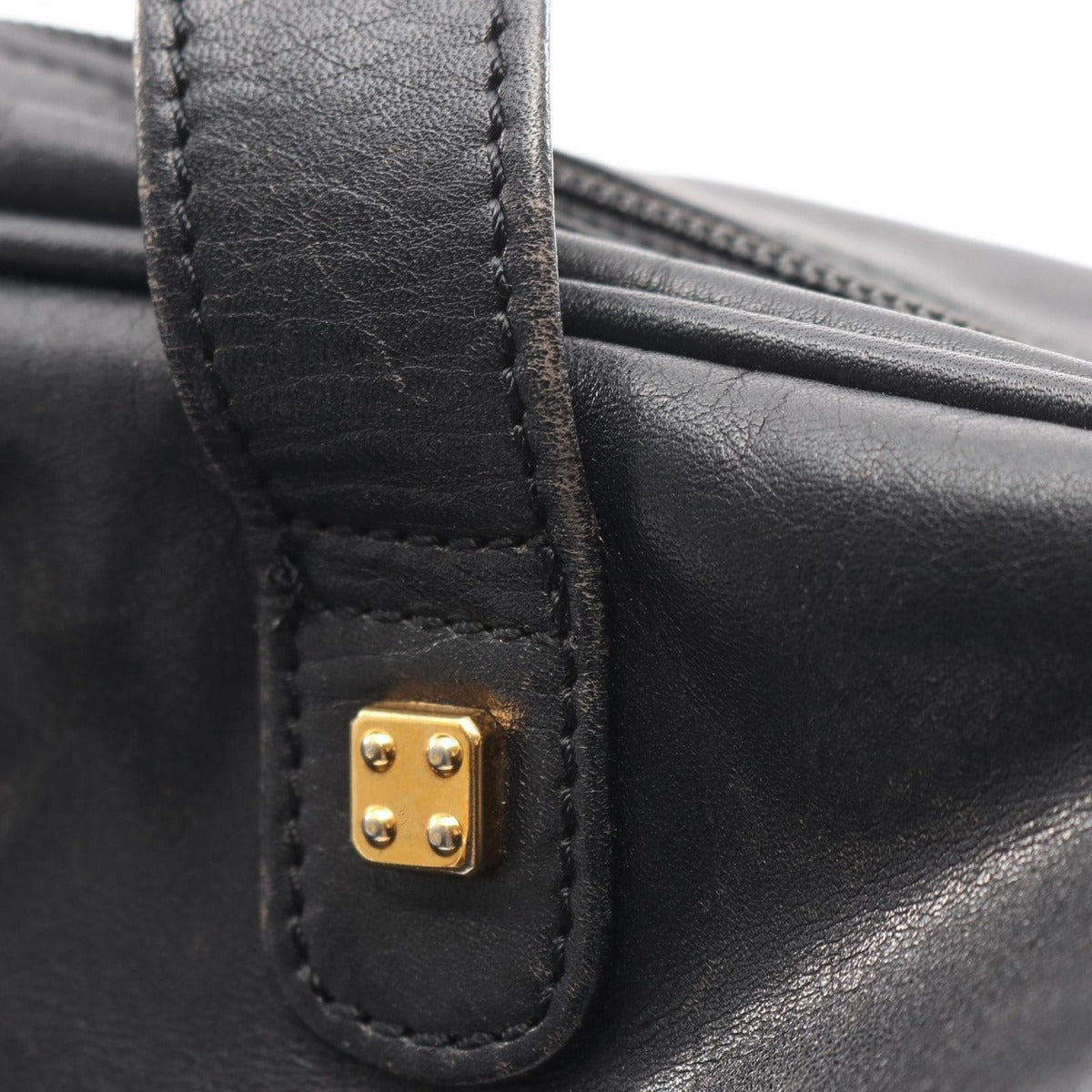 Loewe Tote Bag Anagram Black Leather Mini Boston