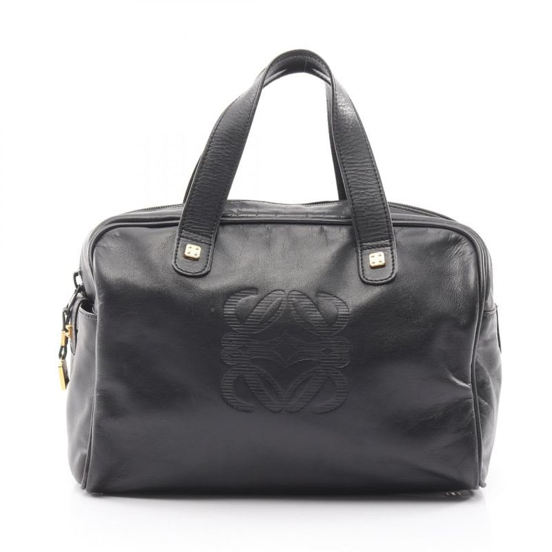 Loewe Tote Bag Anagram Black Leather Mini Boston