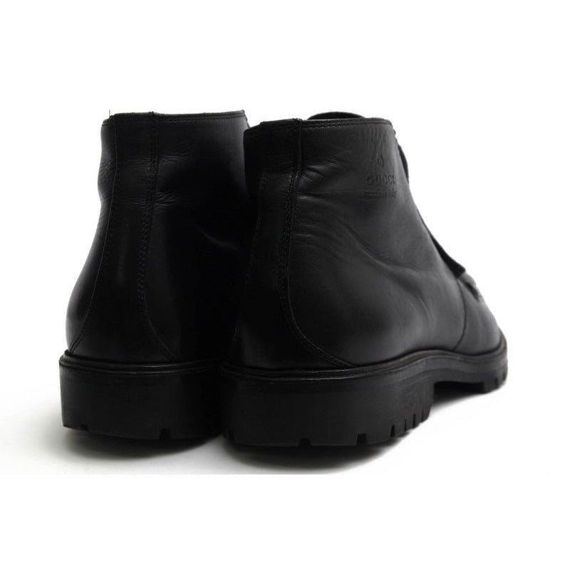 Gucci Work Boots Shoes Men Leather Black lug Sole Mackay Method — view 4