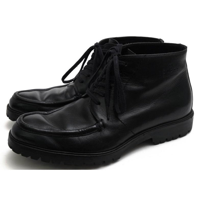 Gucci Work Boots Shoes Men Leather Black lug Sole Mackay Method