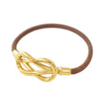 Hermes Atame Bracelet Leather Brown Gold
