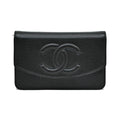Chanel Chain Wallet Ap4653 Grained Shiny Calfskin Black Gold Hardware