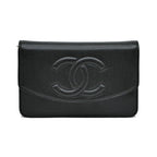 Chanel Chain Wallet Ap4653 Grained Shiny Calfskin Black Gold Hardware