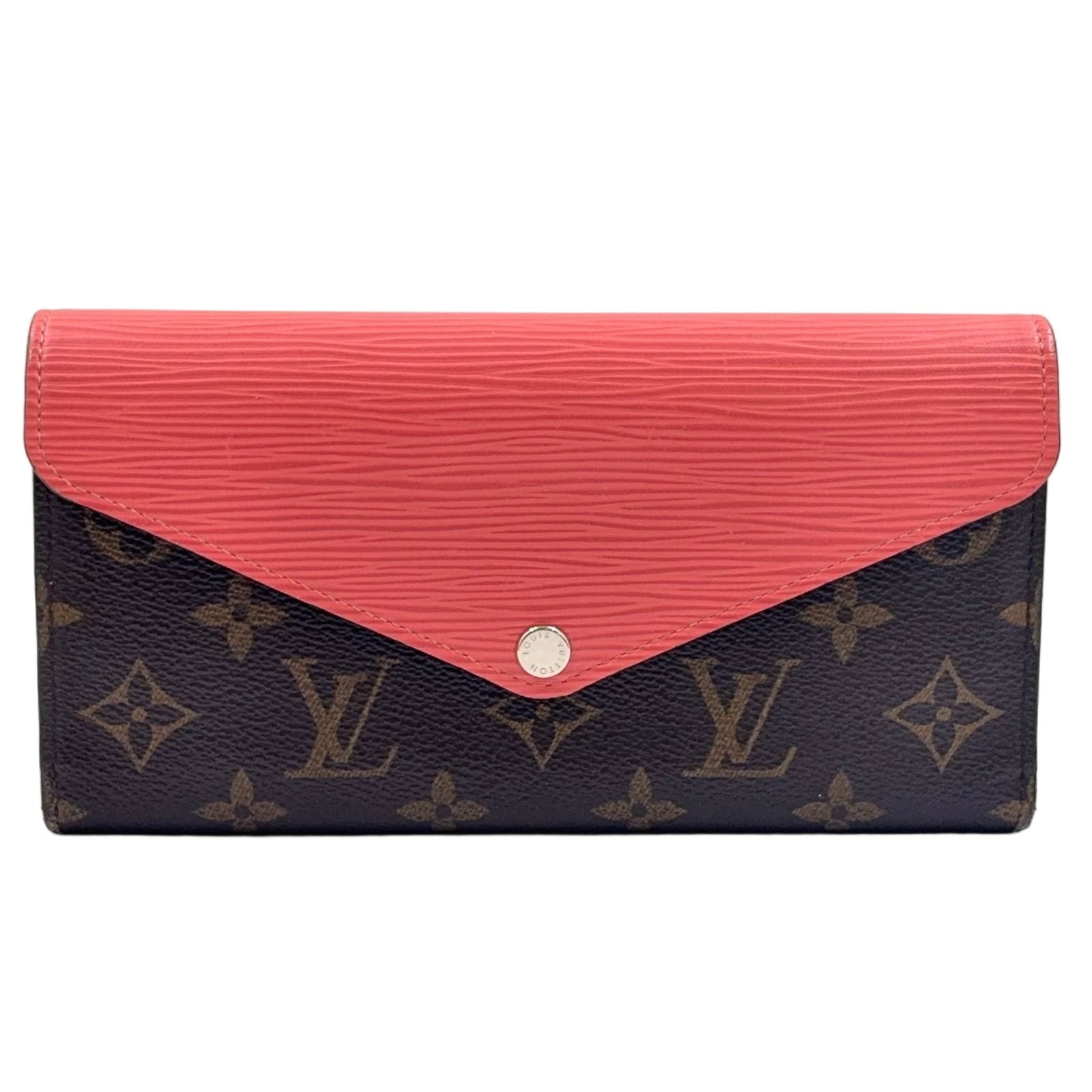 Louis Vuitton Portefeuille Marie Louron Leather Pink Brown Wallet Silver
