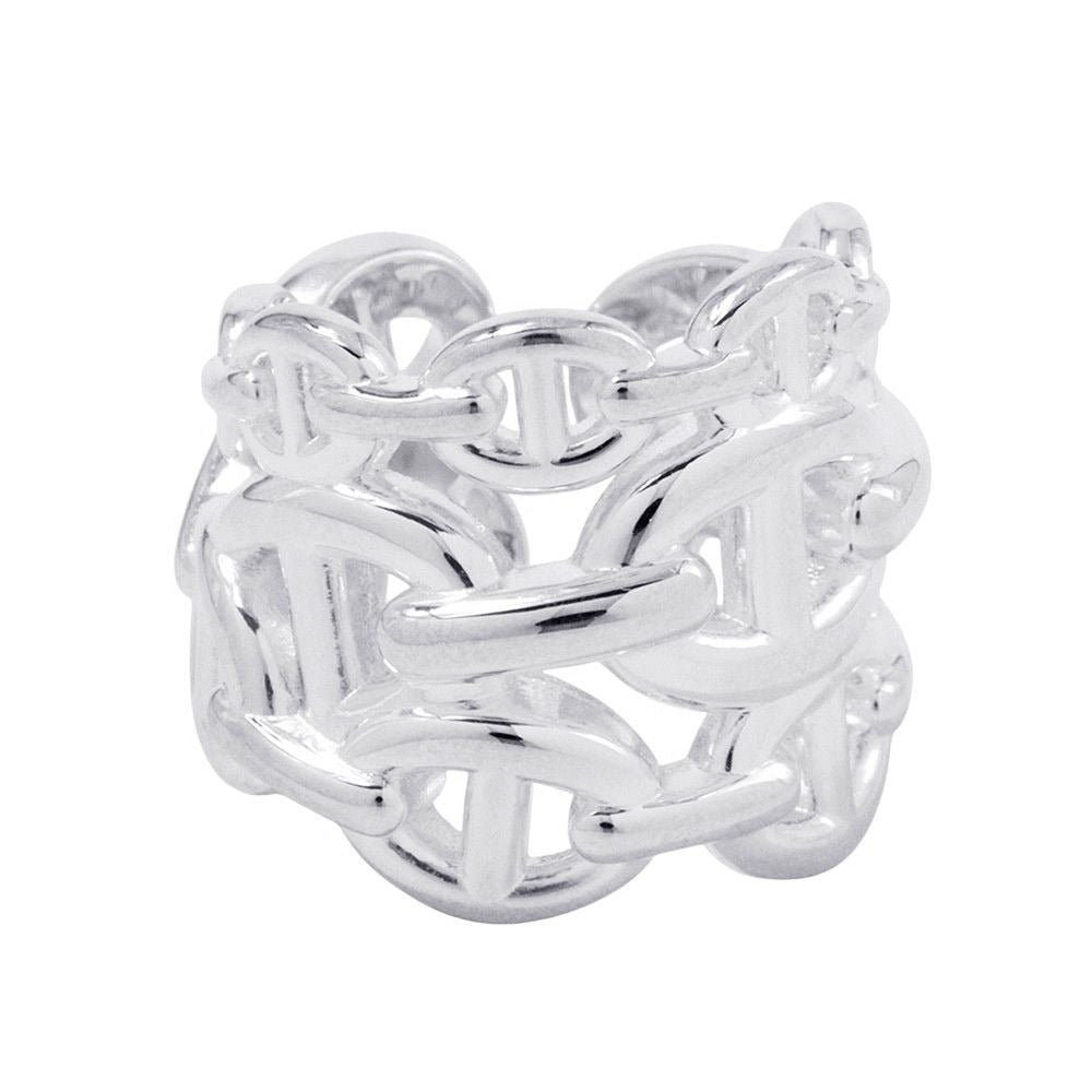 Hermes Ring Chaine D'ancre GM Enchainee Silver 48