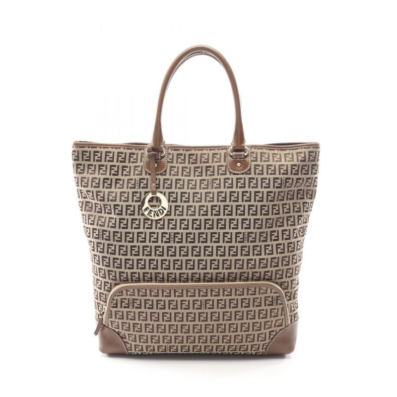Fendi Tote Bag Zucchino Brown Canvas Leather — view 2