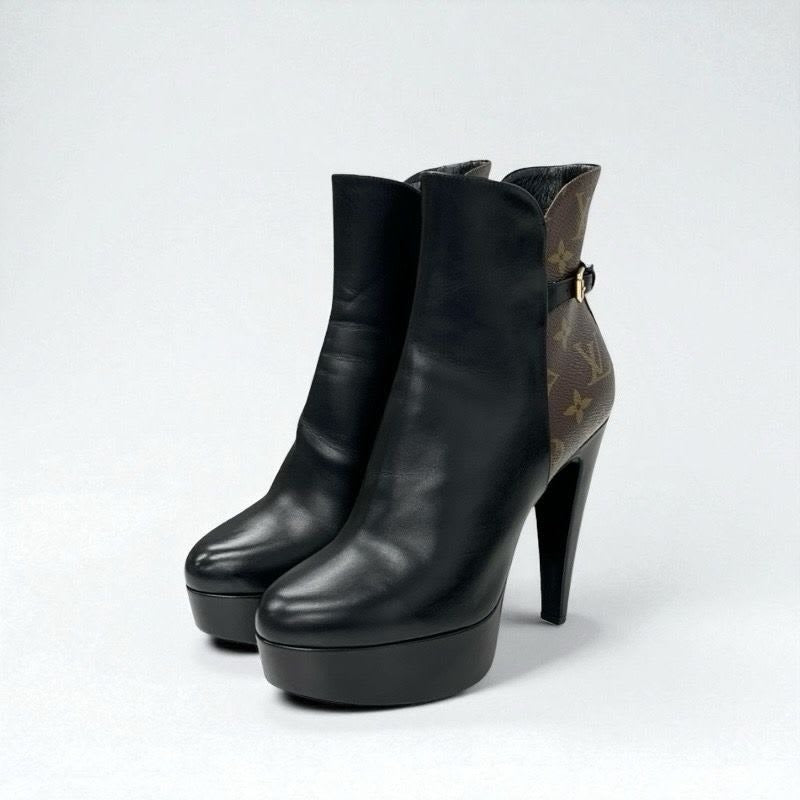 Louis Vuitton Afterglow Line Monogram Boots Short Shoes Leather Black