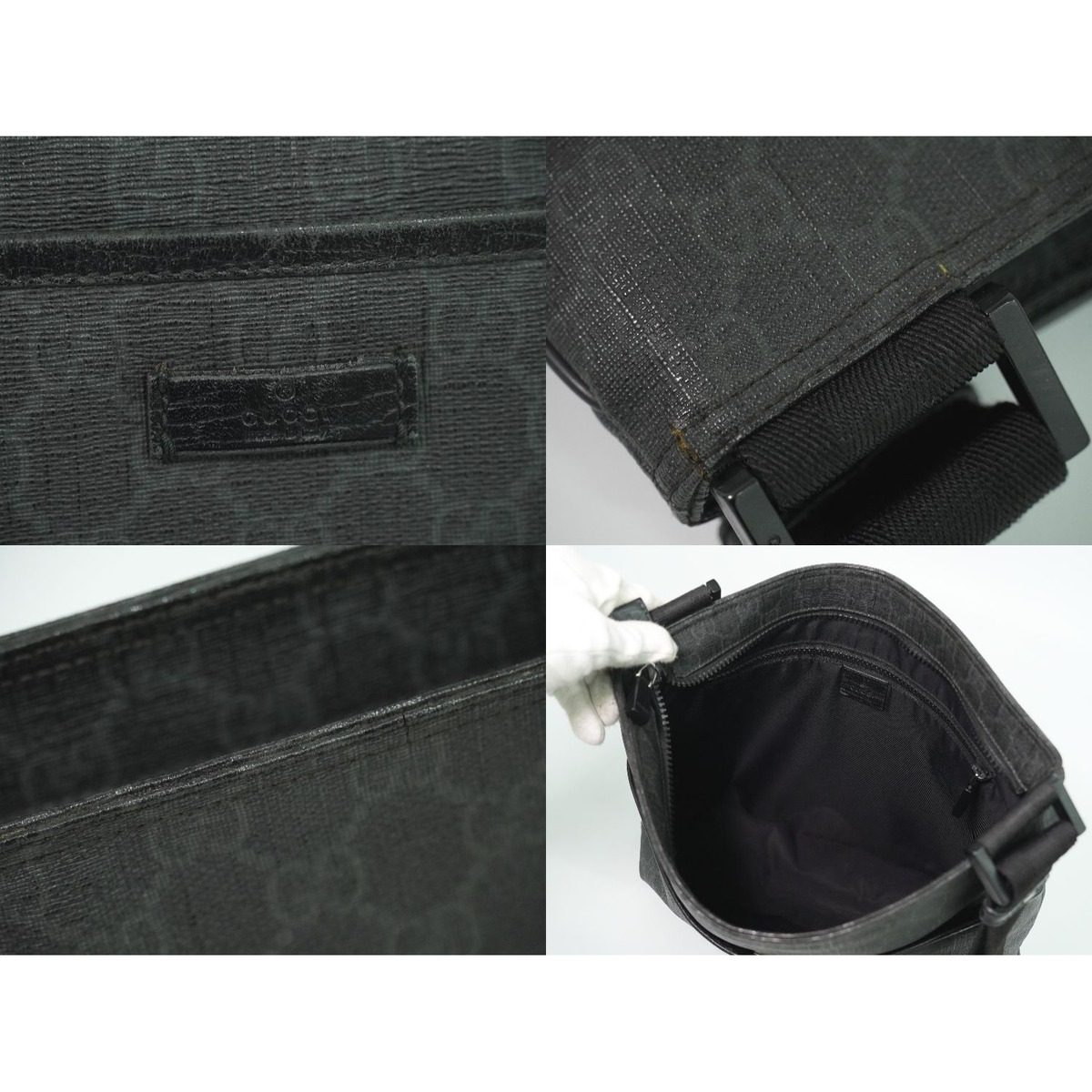 Gucci GG Supreme Shoulder Bag Pochette Black — view 8